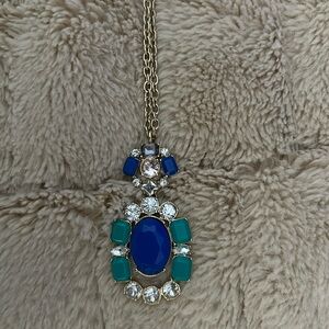 Blue statement necklace.  30 inch length.